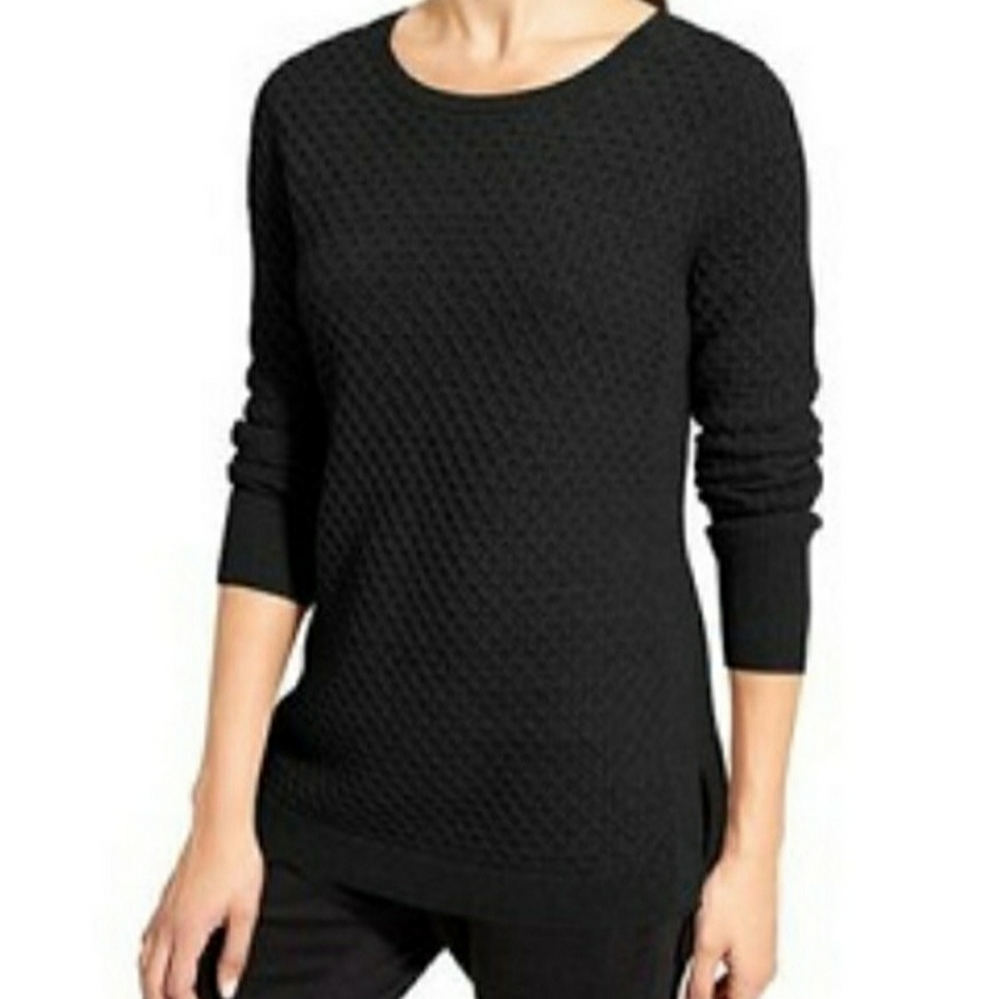 Athleta Sweater Black Honeycomb Sweater - Picture 1 of 5